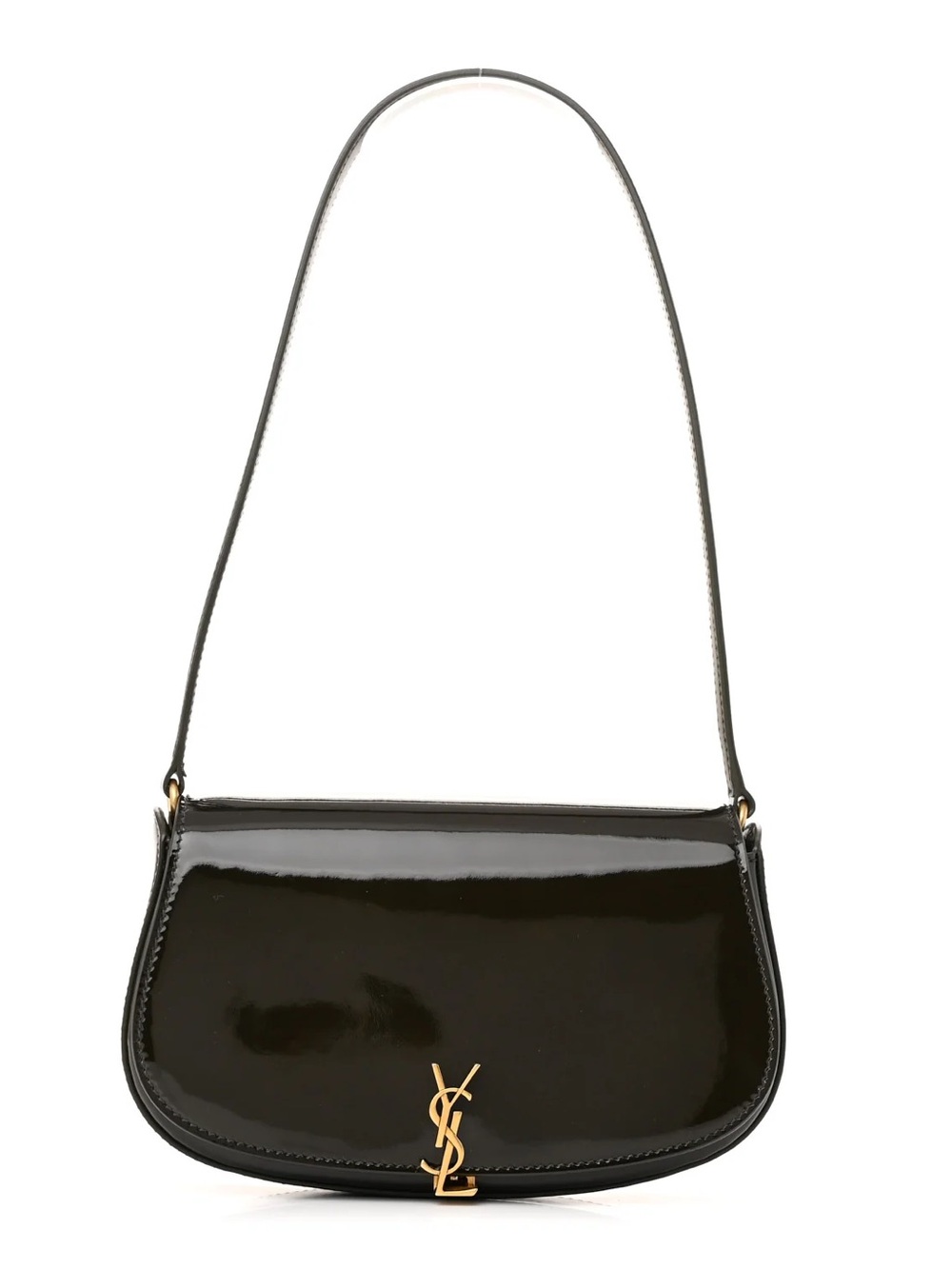 Saint Laurent Patent Calfskin Mini Voltaire Shoulder Bag Dark Vineyard Green